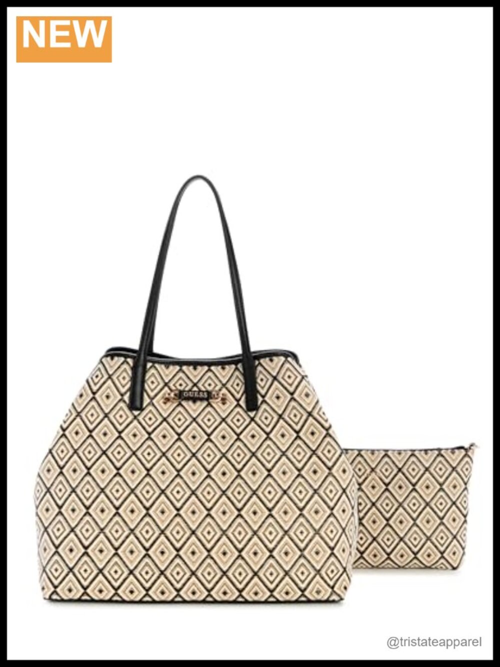 2-in-1 Tote Bag with Removable Pouch and Gold Hardware